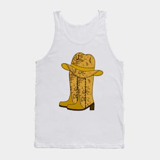 BROWN Cowboy Boots Cowboy Hat - Western Art Tank Top